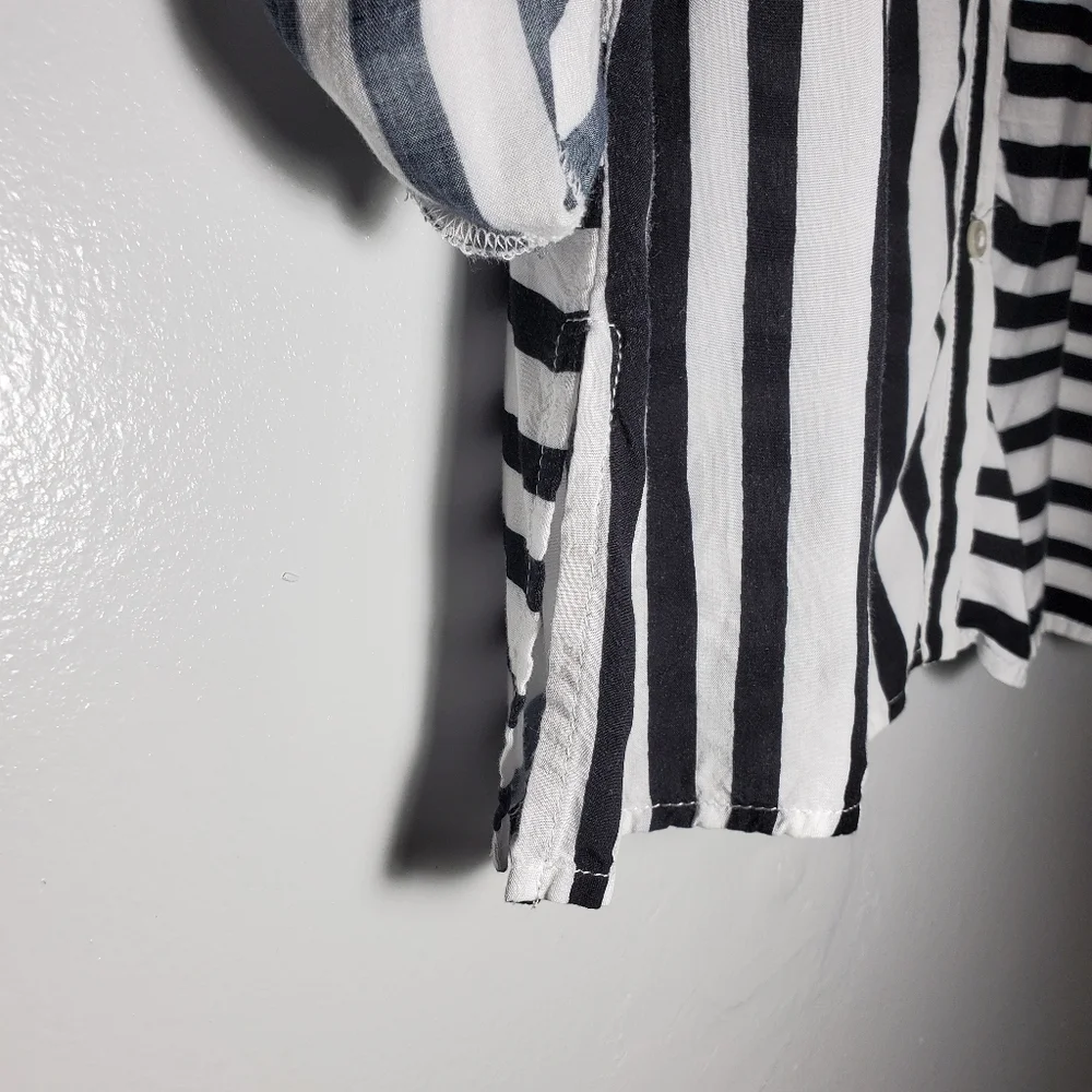 ALFRED DUNNER Stripe Collar Blouse White & Black Size 10P - Picture 6 of 9